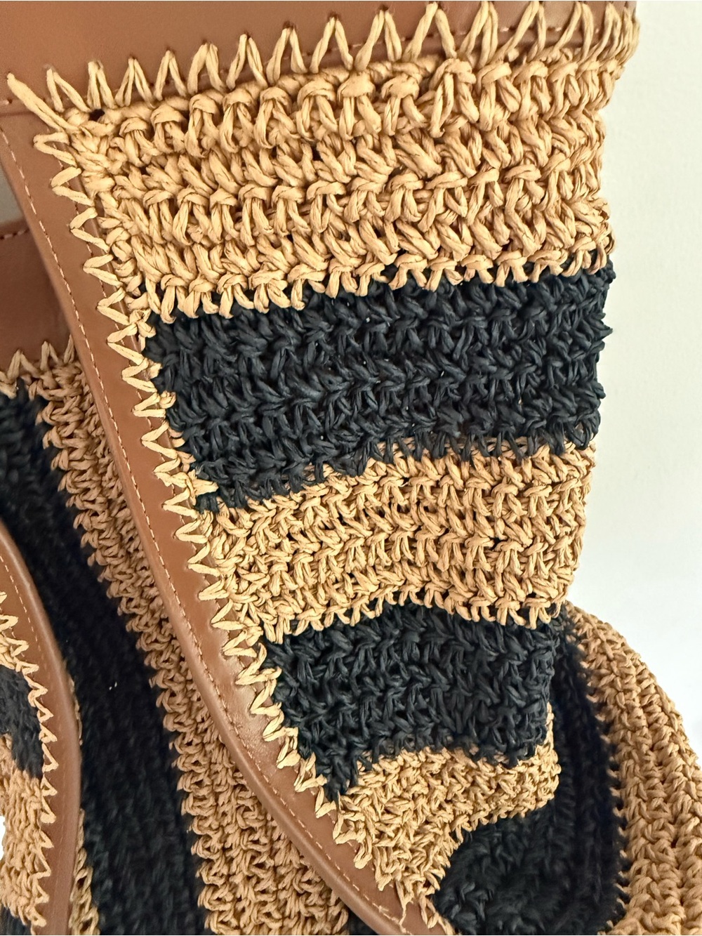 Boden Brown and Black Striped Woven Shoulder Tote - Picture 2 of 4